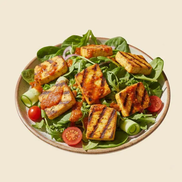 Grilled Cottage Cheese Salad With Peri Peri Dressing